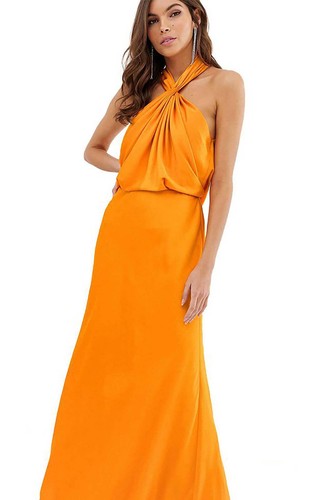 Asos womens orange maxi dress - asos,
