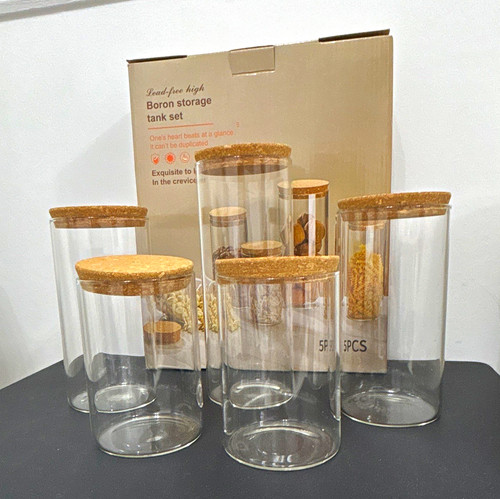 Clear glass storage jars - 5x,