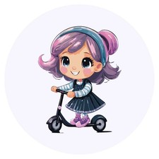 24 x 'Little Girl Riding A Scooter' Stickers (SK00065477)