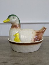 Vintage Duck Egg Holder 1950s Kitchen Duckling Chicken Ceramic Tureen Nesting