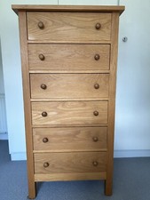 Heal's Frontier Light Oak Tall Chest of 6 Drawers - Very Good Condition