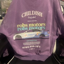 Childish Hoodie, TGFBRO purple rob’s motors hoodie, medium
