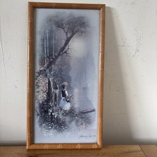 Vintage Andres Orpinas Signed Print Girl in forest by a river