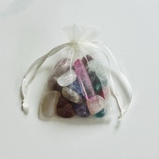 Crystal Mixed Stones Gift Bag. Mushroom Carving Point Amethyst Amethyst