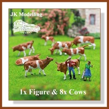 Brown & White Cows + Figure