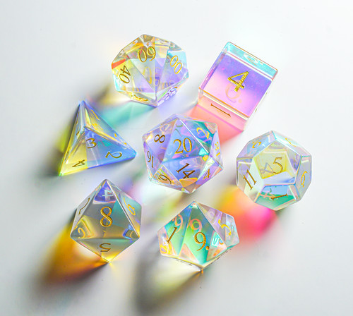Gemstone dichroic glass dice - dichroic,