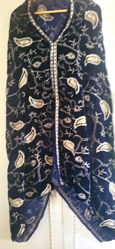 Damak navy velvet embroidered - velvet,