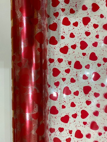 Speckled red hearts - red, cellophane