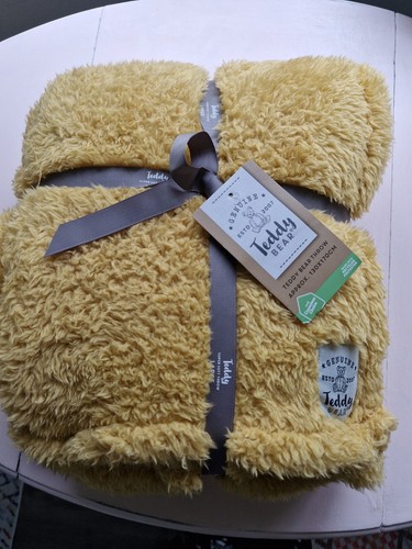 Dunelm teddy bear throw - bear, ochre