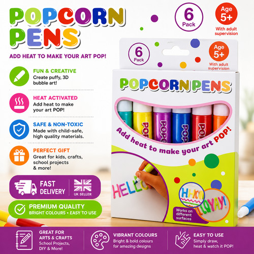 6pcs magic popcorn pens diy - magic, 3d