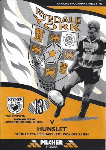 Ryedale york hunslet feb - york, v hunslet