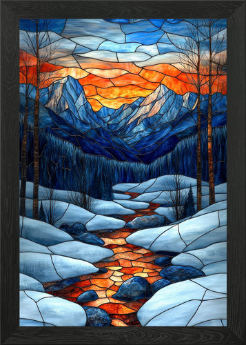 Stained glass mountain - glass,