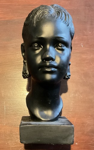Chalk ware girl with earnings - ware,