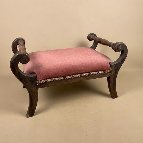 Footstool antique pink velvet - pink,