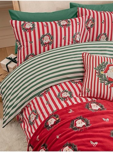 Christmas santa striped duvet - santa,