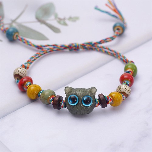 Eyed cat bracelets woven - cat,