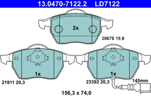 Front brake pad set - front, disc