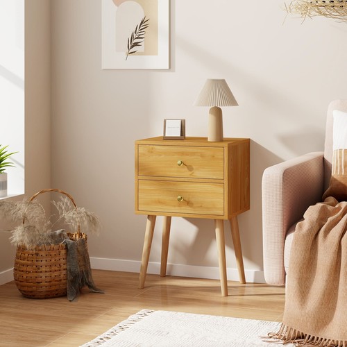 Mid century end table - mid-century, 2-drawer