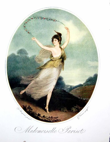 Old antique print mademoiselle - old,