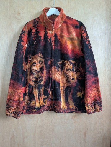 Wolf graphic fleece jacket - wolf,