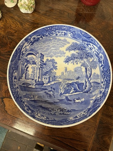 Large antique blue - large, white