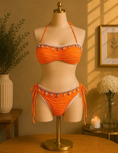 Women orange bikini 2pc - bikini,