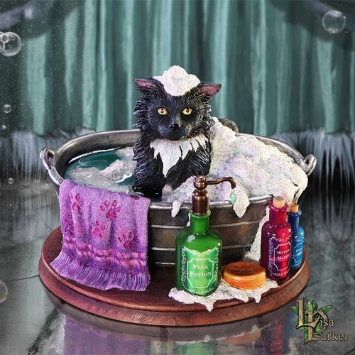 Original black cat bath time - original,