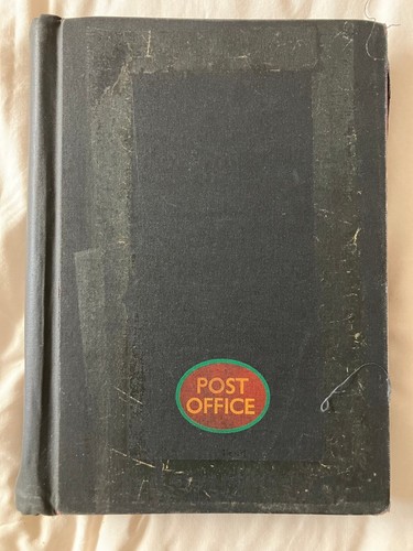 Black post office stamp book - post,