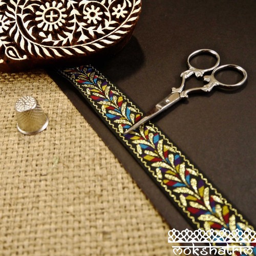 Rainbow leaf black gold ribbon - rainbow,
