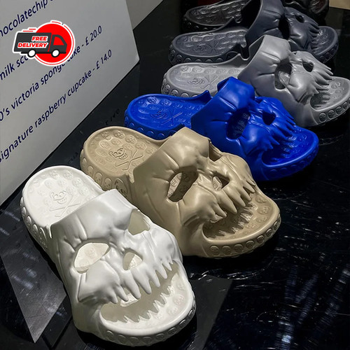 Skull design men slippers - skull,