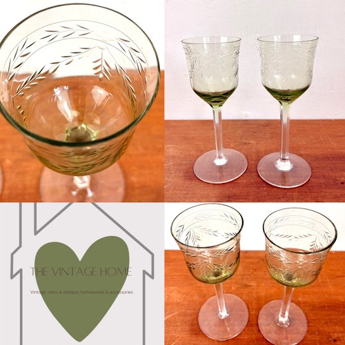 Vintage etched green wine - vintage,