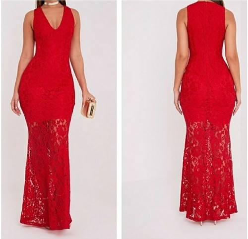 Tarra red lace fishtail - red,