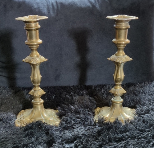 Pair brass candlesticks - brass, /