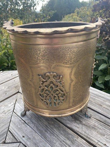 Vintage etched moroccan brass - moroccan,