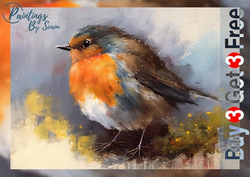 Robin bird oil painting - robin,
