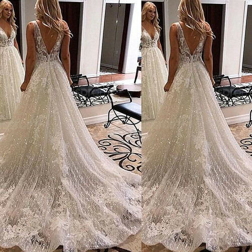 Sparking neck wedding - v-neck,