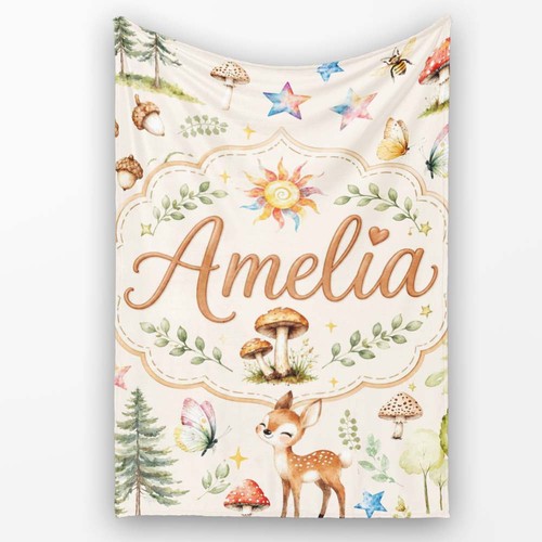 Soft fleece blanket woodland - fleece,
