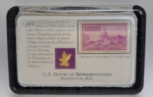 Glass paperweight house - u.s, of