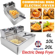 10L/20L Commercial Electric Deep Fat Fryer Chip Single Twin Tank Stainless Steel
