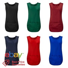 LADIES WOMEN TABARD APRON OVERALL KITCHEN CATERING CLEANING BAR PLUS SIZE POCKET