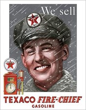 We Sell Texaco Fire Chief Gasoline Tin Metal Sign Man Cave Garage Decor 12.5 X16
