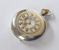 1918 SILVER CASED WALTHAM HALF HUNTER SWISS LEVER POCKET WATCH WORKING