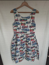 Cath Kidston Vintage Steam Train Fit & Flare Dress Size 10