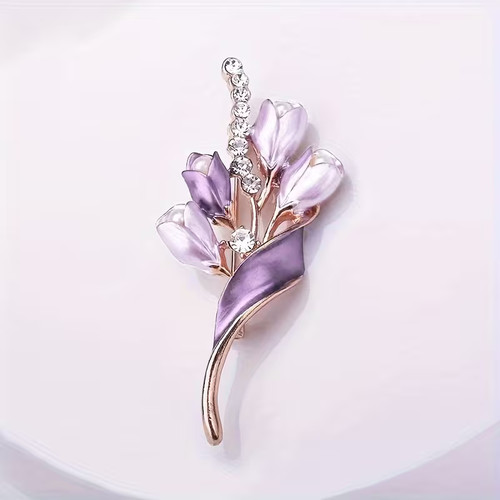 Purple lily flower brooch - lily,