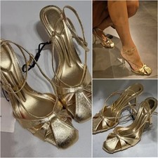 Zara 2025 Gold High Heel Shoes Sandals UK7 EUR40 US9 Ref 2339 510