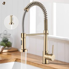 Modern Gold Kitchen Mixer Taps Pull out Spray 360° Mono Single Lever Sink Faucet