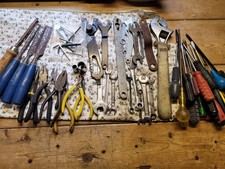 Bundle of used tools-spanners-pliers-screwdrivers-blow torch kit-chisels etc