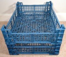 2 x Mushroom Blue Stackable Storage Plastic Crate Carry Trays 40cm x 30cm x 10cm