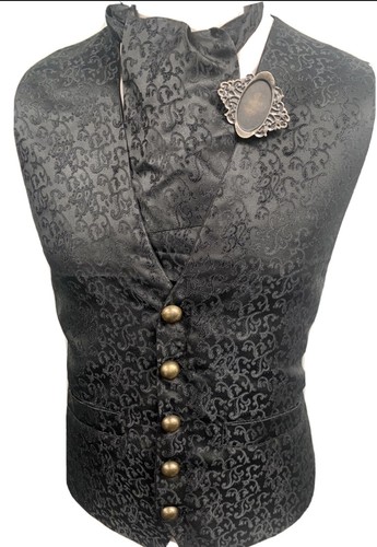 Steampunk black brocade - black,