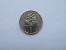 Latvian Commemariteve coin 1 LATS. PINECONE 2006